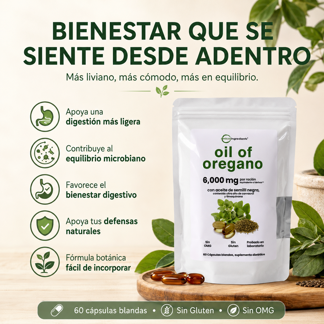 Aceite De Orégano 6000 Mg 60 capsulas
