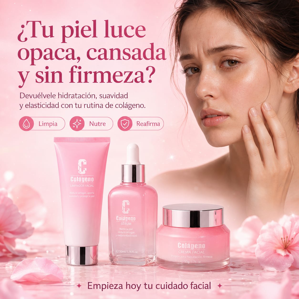 Set Facial Colágeno 3 Piezas Antiarrugas