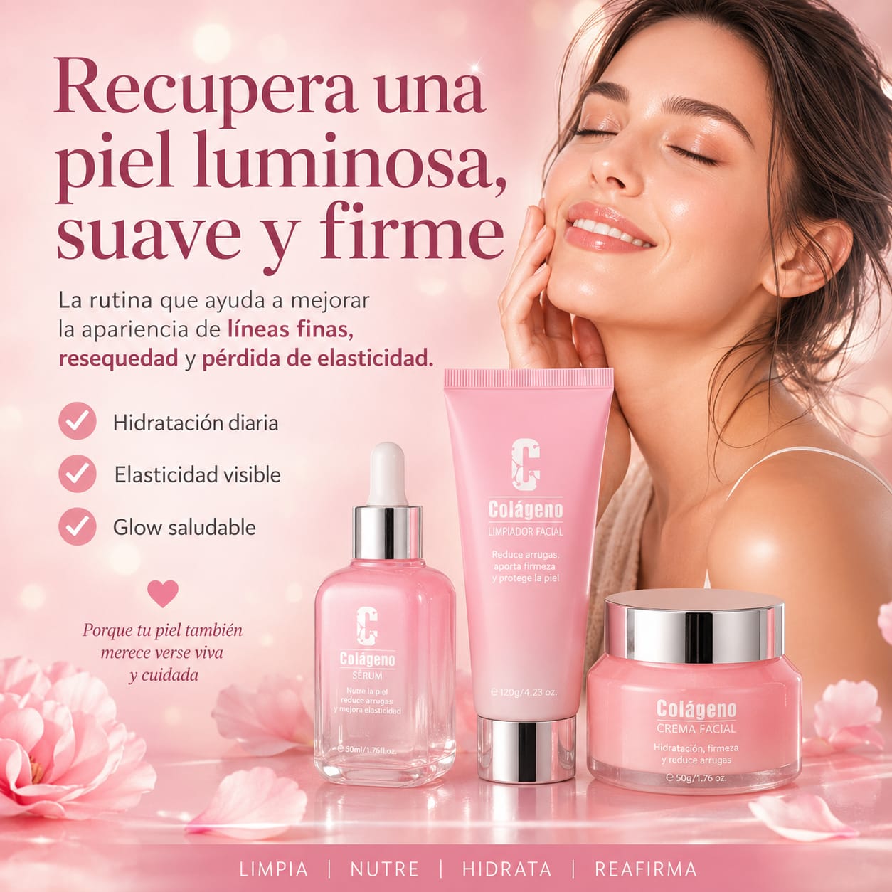 Set Facial Colágeno 3 Piezas Antiarrugas